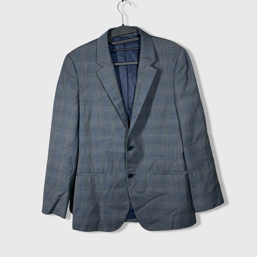 Theory Wool 2 Button Windowpane Plaid Blazer Suit Jacket Mens 36 Preppy Designer